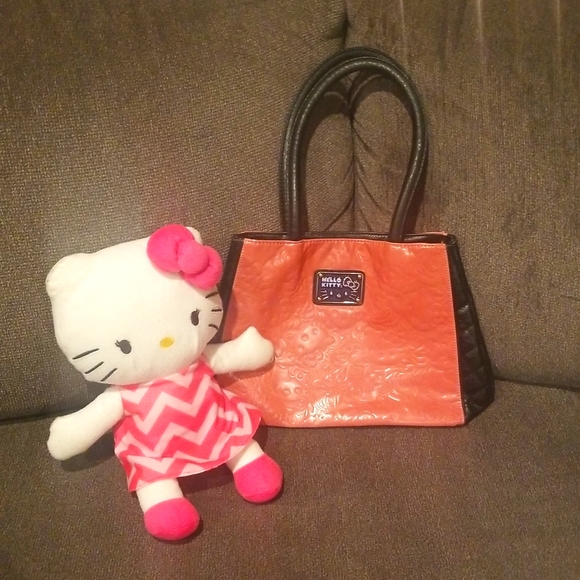 USED HELLO KITTY MONOGRAM Pink and black tote 13 L x 9 W x 4 D - Picture 1 of 8